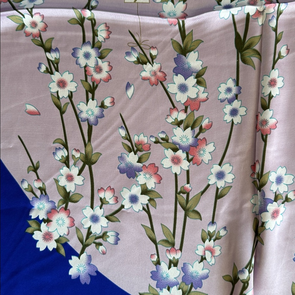 Botanical Floral Blue - purple like and Cream Scarf - Picture 3 of 5